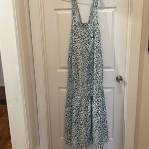 Loft Floral Blue Maxi Dress-Size Medium